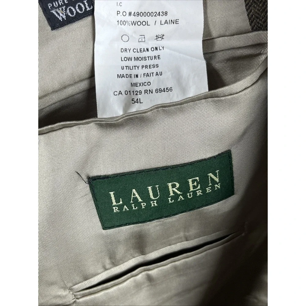 Lauren Ralph Lauren Men's 54L Brown Glen Plaid Wool Blend 2 Button Blazer Jacket